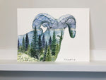 Load image into Gallery viewer, &quot;The Ram&quot; Bighorn Sheep Double exposure Mountains, Forest and Lake Original Watercolour Painting
