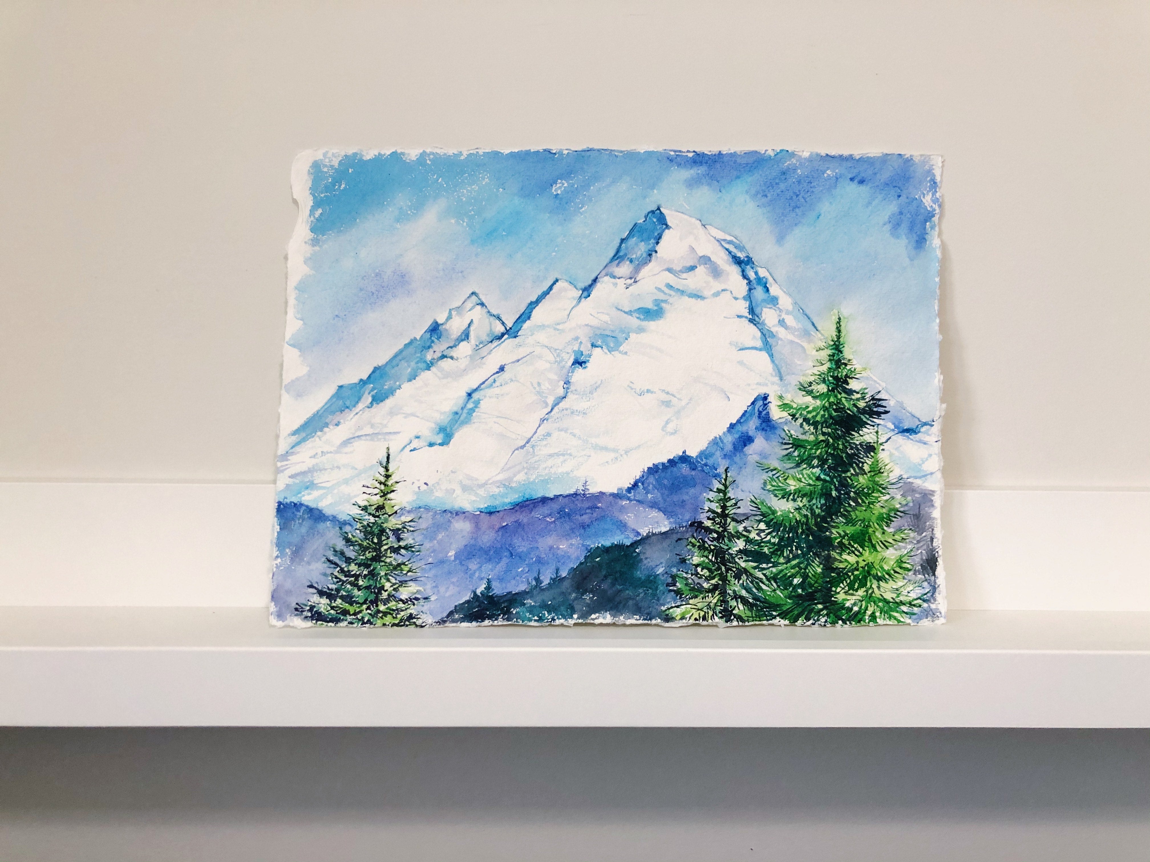 Mount Baker Original Watercolour Mountain Landscape Painting