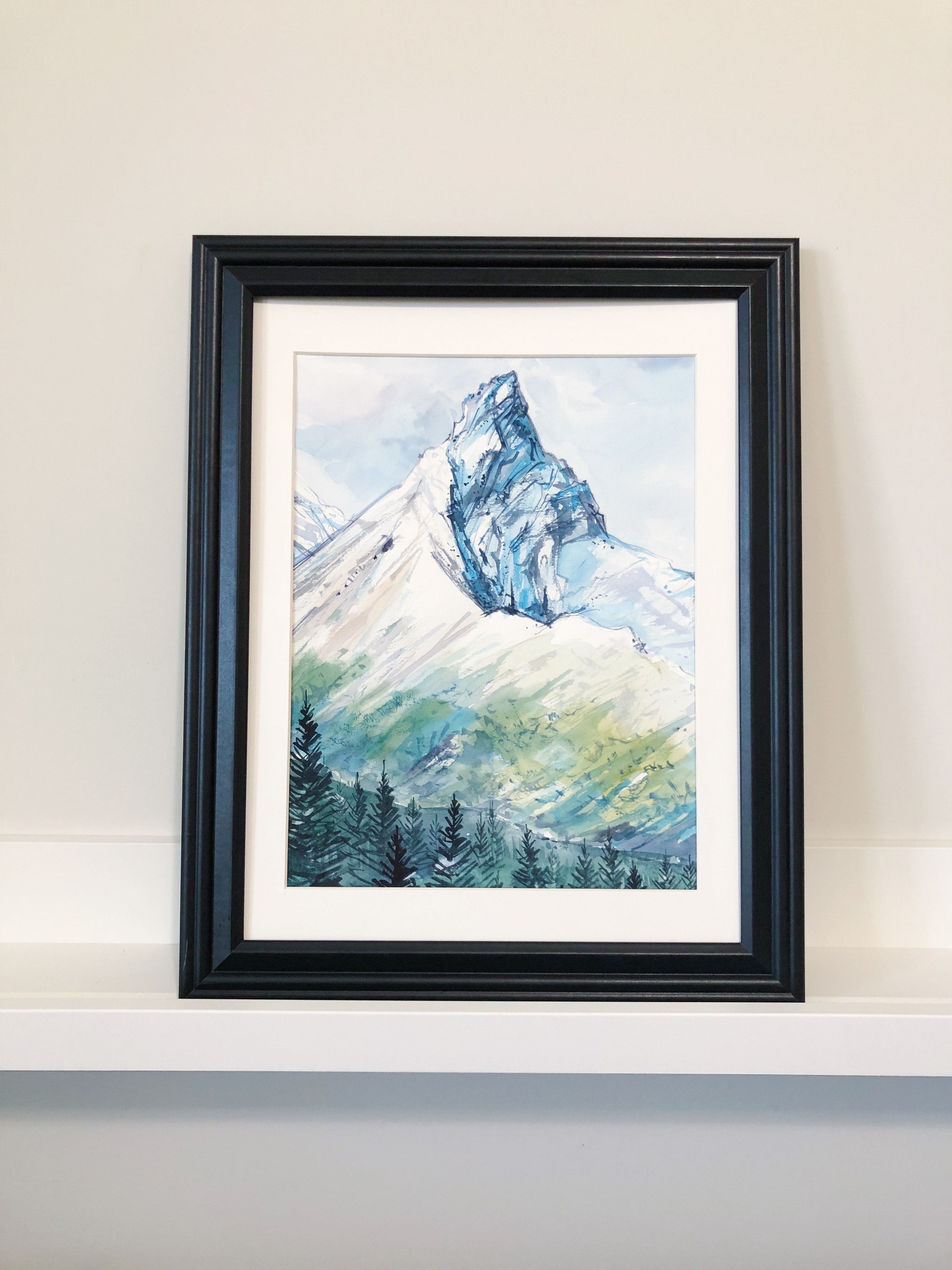 "Icefields" Hilda Peak Banff - Original Watercolour Mountain Painting