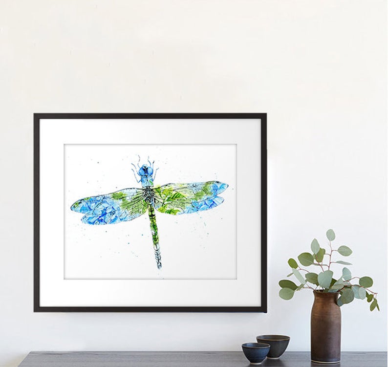 "Libelle" Dragonfly Watercolour Print