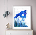 Load image into Gallery viewer, &quot;Moon Song&quot; Alpha Mama Wolf Watercolour Print
