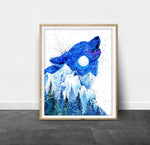 Load image into Gallery viewer, &quot;Moon Song&quot; Alpha Mama Wolf Watercolour Print
