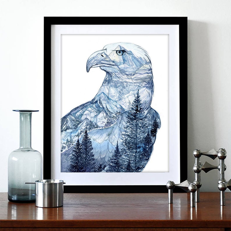 Mountain Eagle Watercolour Print