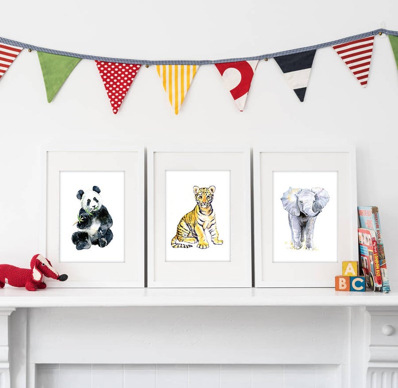 Baby Panda Watercolour Nursery Print set