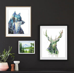 "Red Tail" Stag Watercolour Print