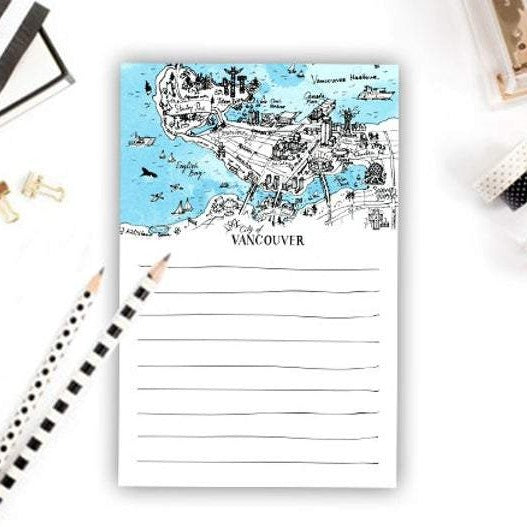 Vancouver Watercolour Map Note Pad