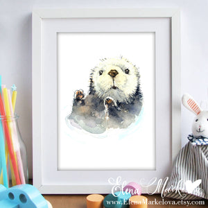 Baby Animal Nursery Art Prints - Set of 3 - Baby Bear, Baby Fox, Baby Otter