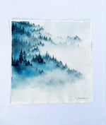 Load image into Gallery viewer, &quot;Beyond the Clouds&quot; Misty Forest Watercolor Art-Print
