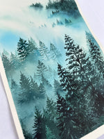 Load image into Gallery viewer, &quot;Enchanted Forest&quot; Misty Forest Watercolor Art Print
