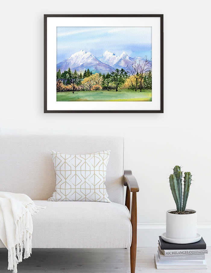 "Golden Ears" Provincial Park Watercolor Art Print - Mountain Painting