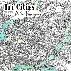 Tri-Cities, BC Map - Watercolour Print