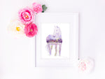 Load image into Gallery viewer, &quot;Lavender Dream&quot; White Horse Watercolor Art Print - Double Exposure Painting
