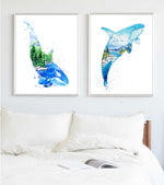 Load image into Gallery viewer, &quot;Juan&quot; Orca Whale - Spirit Animal Double Exposure Watercolour Print
