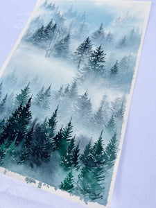 "Secrets" Misty Forest Watercolor Art Print