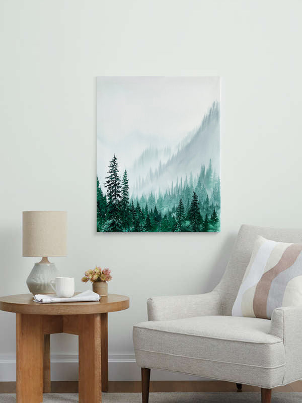 "Serenity" Misty Forest Watercolor Art Print