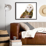 Load image into Gallery viewer, &quot;Soul Light&quot; Barn Owl Watercolor Art Print - Double Exposure Spirit Animal Painting
