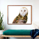 Load image into Gallery viewer, &quot;Soul Light&quot; Barn Owl Watercolor Art Print - Double Exposure Spirit Animal Painting
