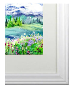 "Lavender Dream" White Horse Watercolor Art Print - Double Exposure Painting